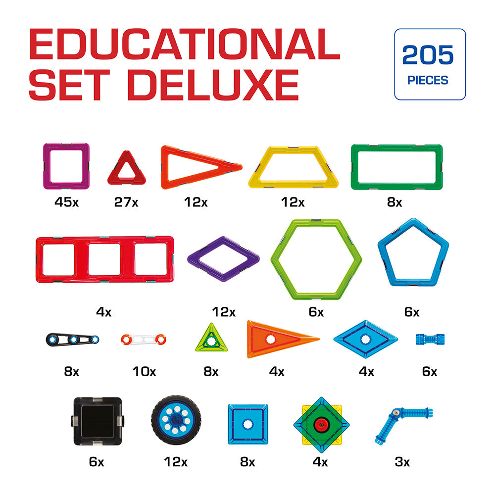 Joc magnetic Geo Smart, Educational Set deluxe, Setul educational deluxe, 205 piese