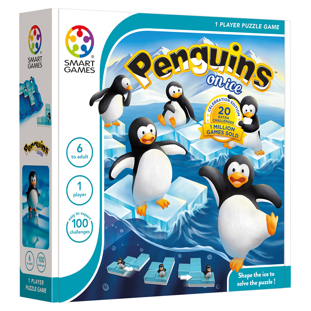 Smart Games - Penguins on Ice, joc de logica cu 100 de provocari, 6+ ani, editie internationala