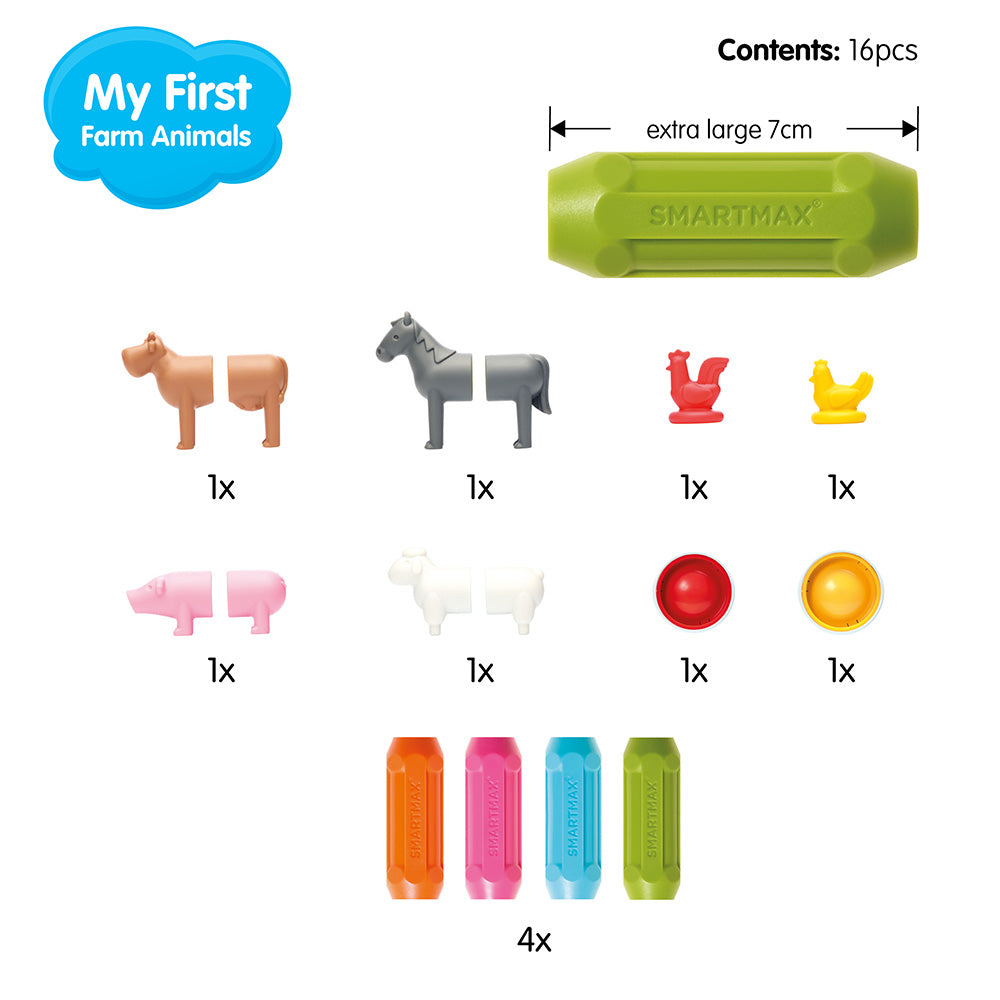 Joc magnetic Smart Max, My First Farm Animals, Primele mele animale de ferma, 16 piese