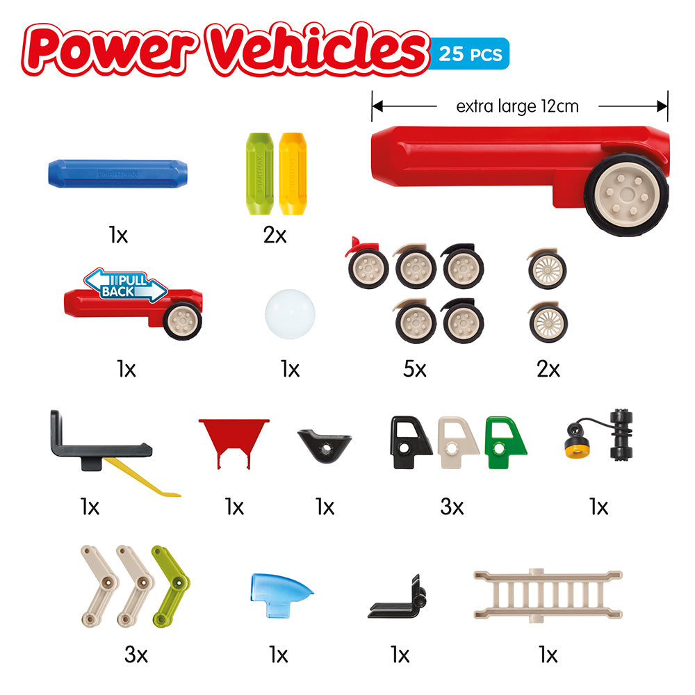 Joc magnetic Smart Max, Power Vehicles, Vehicule cu motor, 25 piese