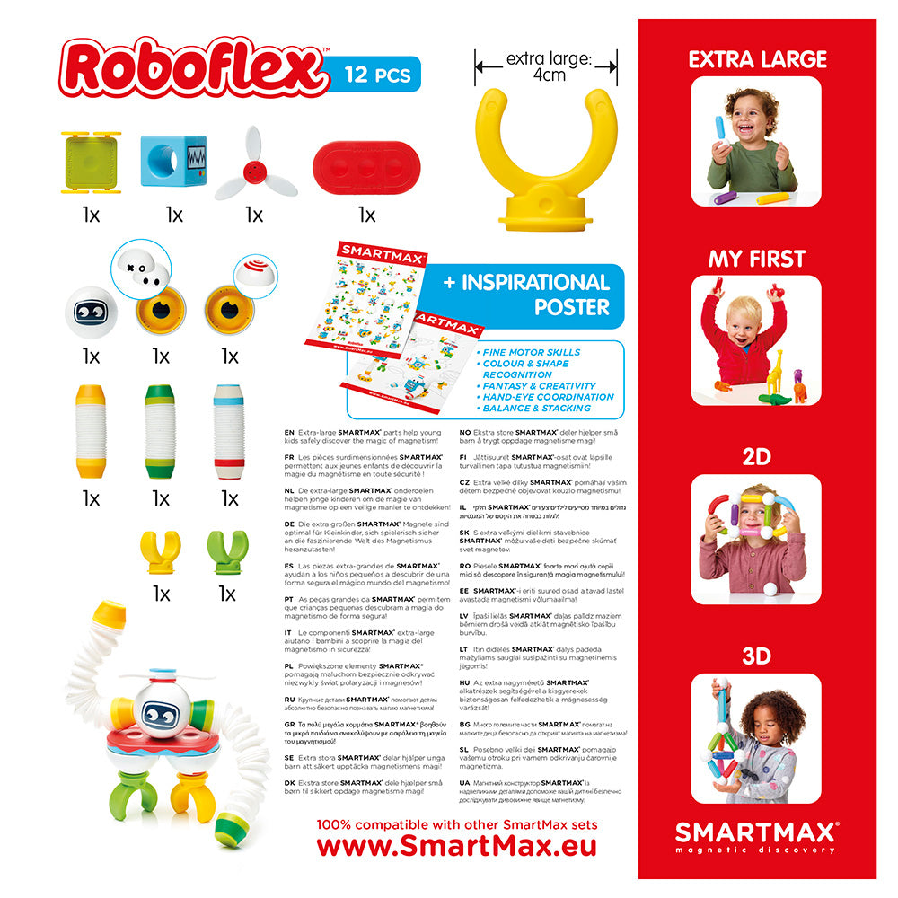 Joc magnetic Smart Max, Roboflex, Robotul flexibil, 12 piese