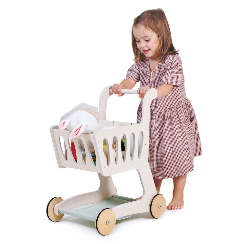 Imagine Carucior pentru cumparaturi, din lemn premium - Shopping Cart - TL8261