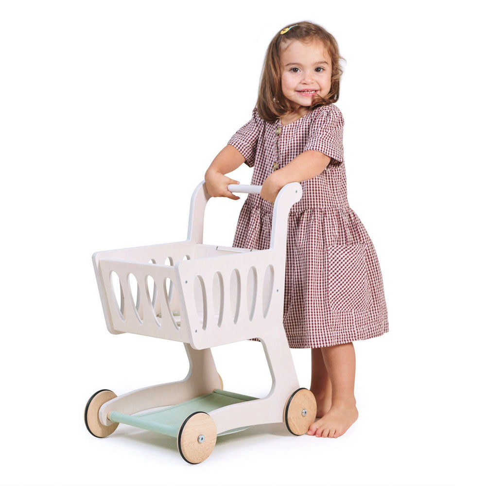 Imagine Carucior pentru cumparaturi, din lemn premium - Shopping Cart - TL8261