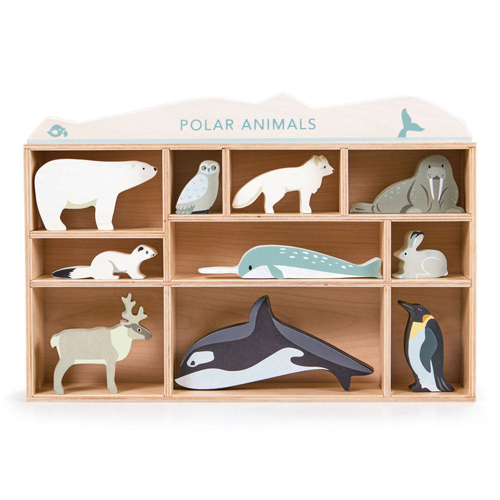 Imagine Animalutele polare pe raft, din lemn premium - Polar animals - 11 piese - TL8484