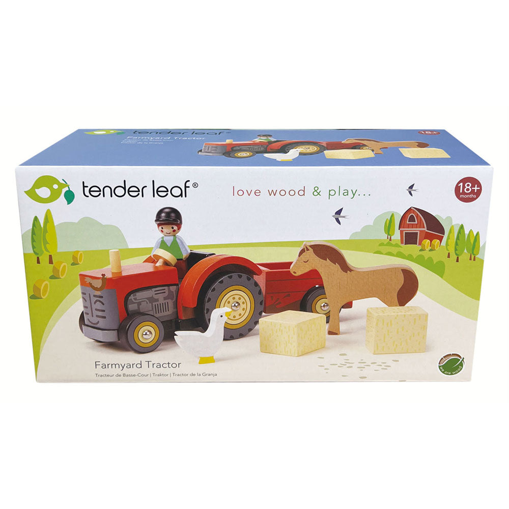 Imagine Tractorul cu remorca, din lemn premium - Farmyard Tractor - 7 piese - TL8485