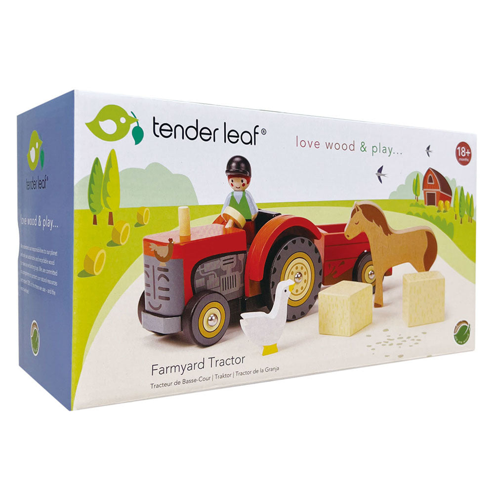 Imagine Tractorul cu remorca, din lemn premium - Farmyard Tractor - 7 piese - TL8485