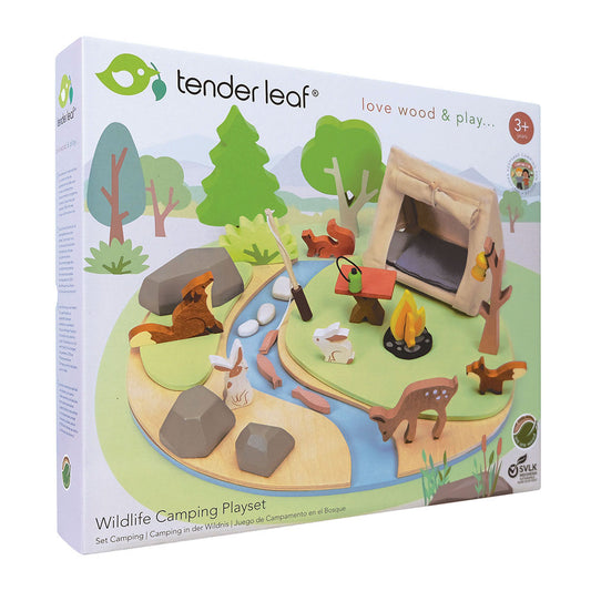 Set de joaca camping in natura, din lemn premium - Wildlife Camping Playset - TL8489