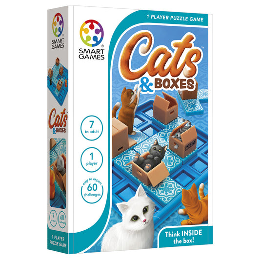 Smart Games - Cats and Boxes, , joc de logica cu 60 de provocari, 7+ ani, editie internationala