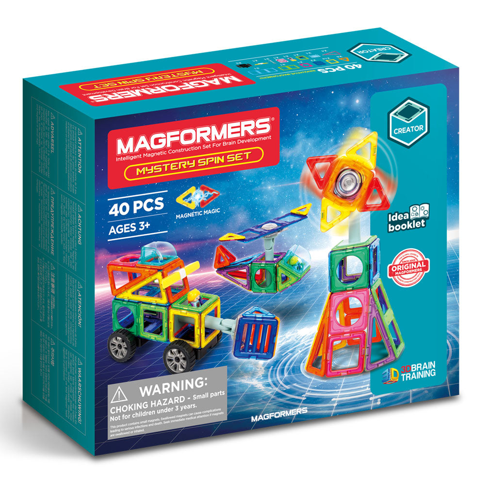 Joc magnetic de constructie Magformers Mystery Spin Set - cu Element Rotativ, 40 piese