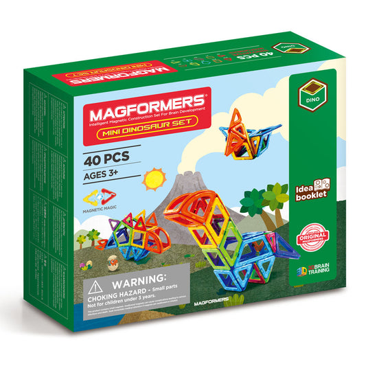 Joc magnetic de constructie Magformers Mini Dinosaur Set - Dinozauri, 40 piese