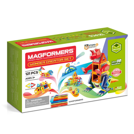 Joc magnetic de constructie Magformers Wonder Creator Set - Dinozauri si Creaturi Minunate, 121 piese