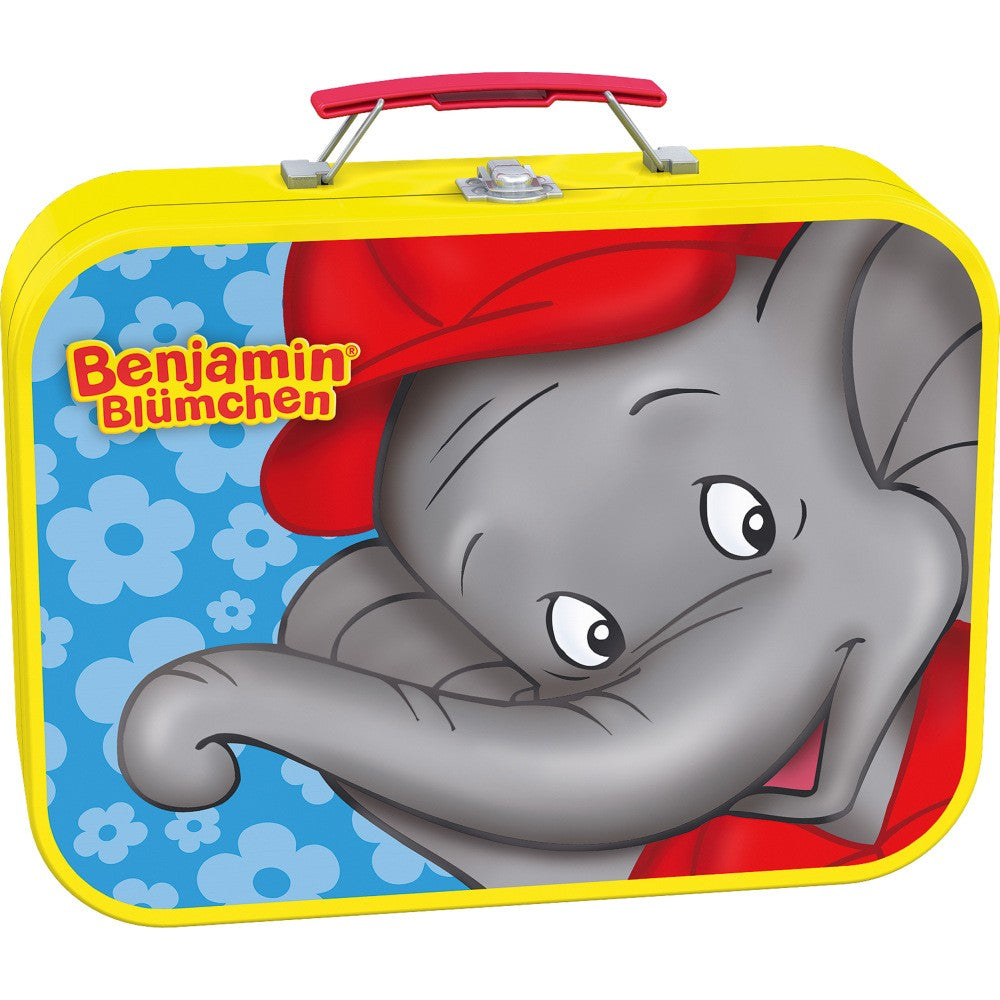 Imagine Puzzle Schmidt: Benjamin Blümchen - Elefantul Benjamin, Set de 2 x 26 piese si 2 x 48 piese + Bonus: cufar metalic