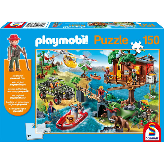 Imagine Puzzle Schmidt: playmobil - Casuta din copac, 150 piese + Cadou: figurina playmobil