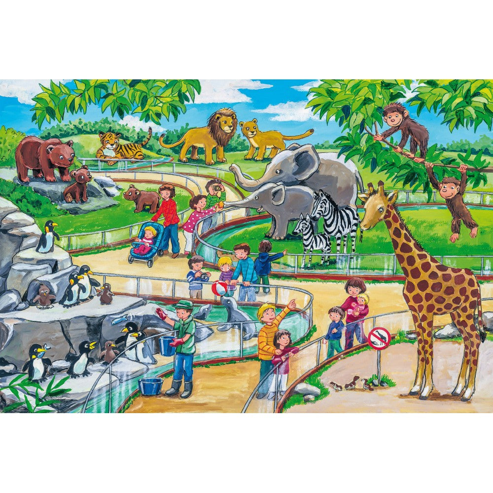 Imagine Puzzle Schmidt: O zi la gradina zoologica, Set de 3 x 24 piese + Cadou: poster