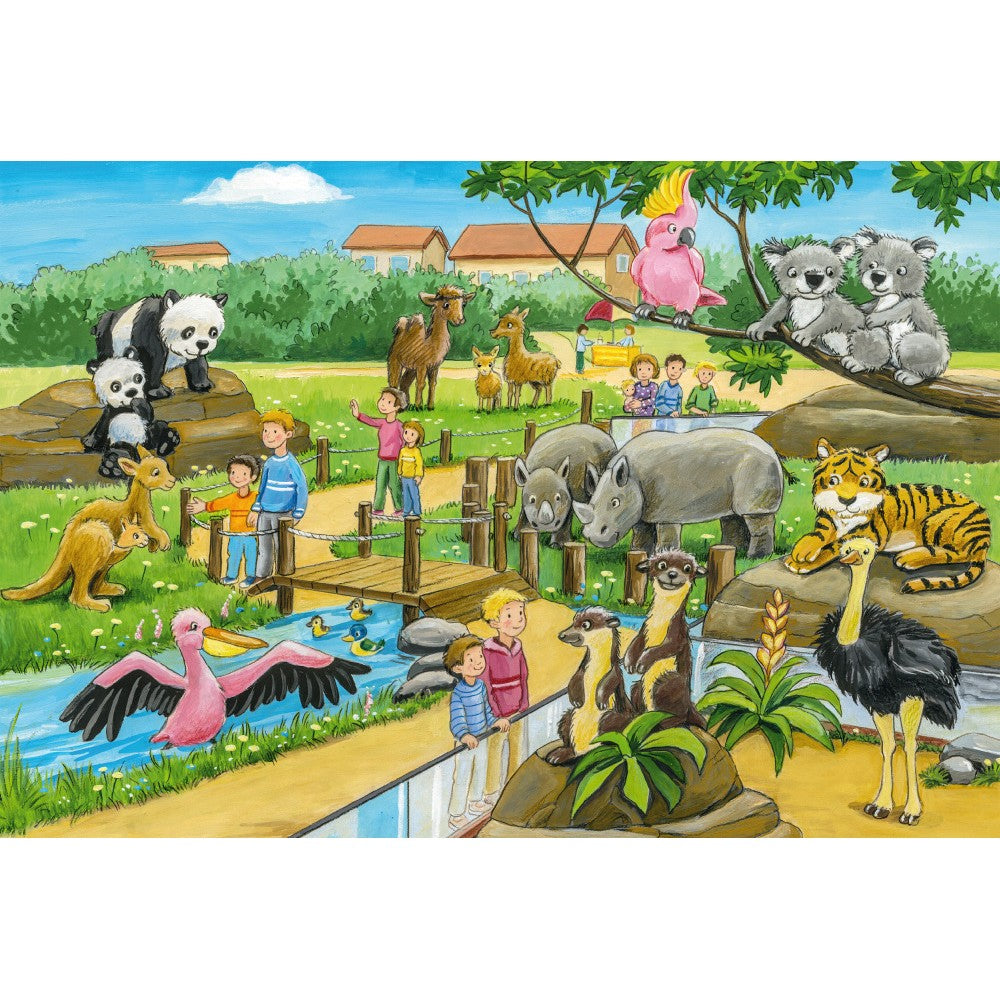 Imagine Puzzle Schmidt: O zi la gradina zoologica, Set de 3 x 24 piese + Cadou: poster