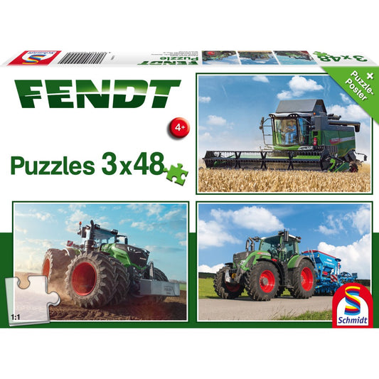 Imagine Puzzle Schmidt: Fendt - Fendt, Set de 3 x 48 piese + Cadou: poster