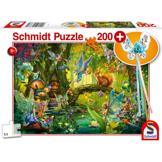 Imagine Puzzle Schmidt: Zane in padure, 200 piese + Cadou: bagheta magica