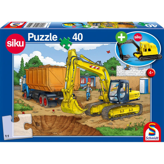 Imagine Puzzle Schmidt: Excavator, 40 piese + Cadou: macheta Siku