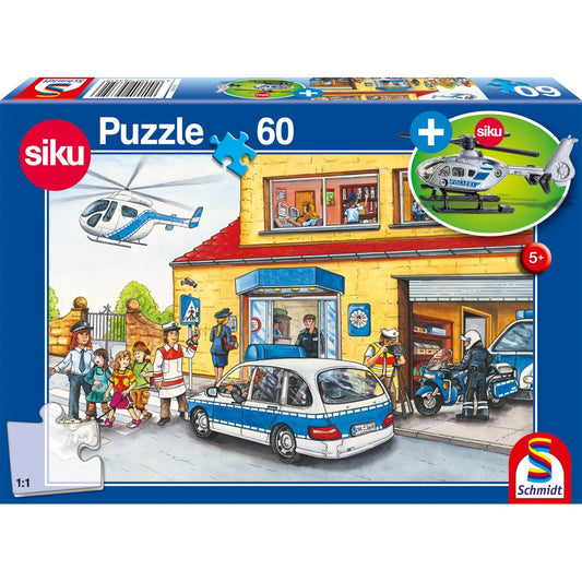 Imagine Puzzle Schmidt: Elicopter de politie, 60 piese + Cadou: macheta Siku