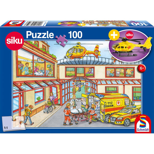 Imagine Puzzle Schmidt: Elicopter de salvare, 100 piese + Cadou: macheta Siku