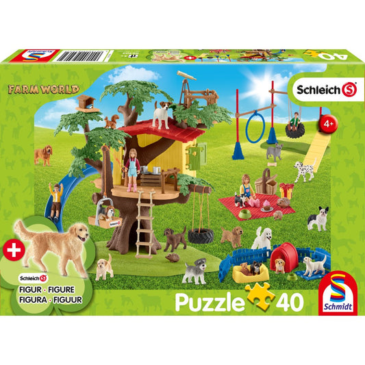 Imagine Puzzle Schmidt: Schleich - Farm World: Prieteni fericiti, 40 piese + Cadou: figurine animale