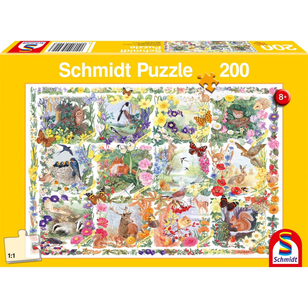 Imagine Puzzle Schmidt: Anotimpurile cu flori si animale, 200 piese