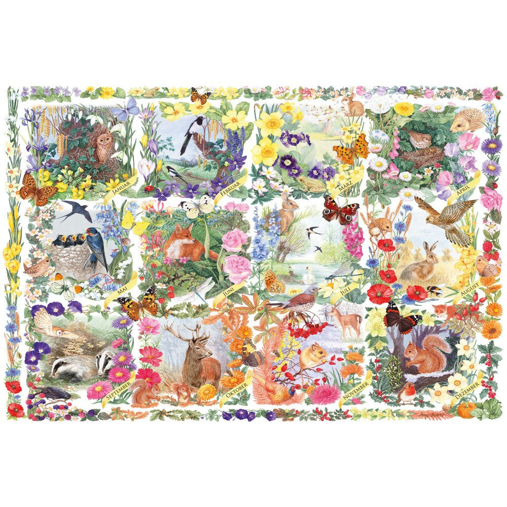 Imagine Puzzle Schmidt: Anotimpurile cu flori si animale, 200 piese