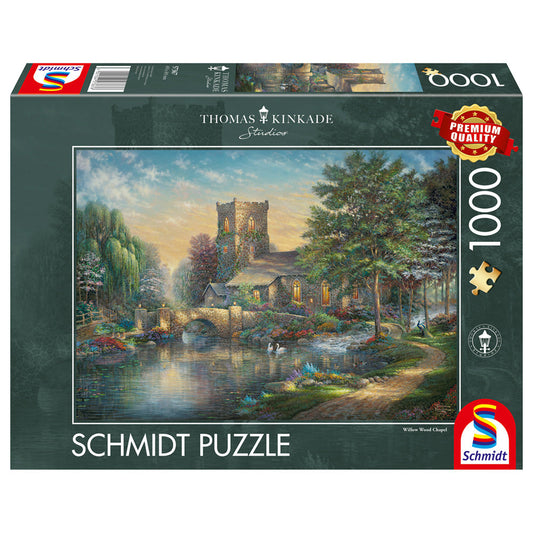 Imagine Puzzle Schmidt: Thomas Kinkade - Capela din lemn de salcie, 1000 piese