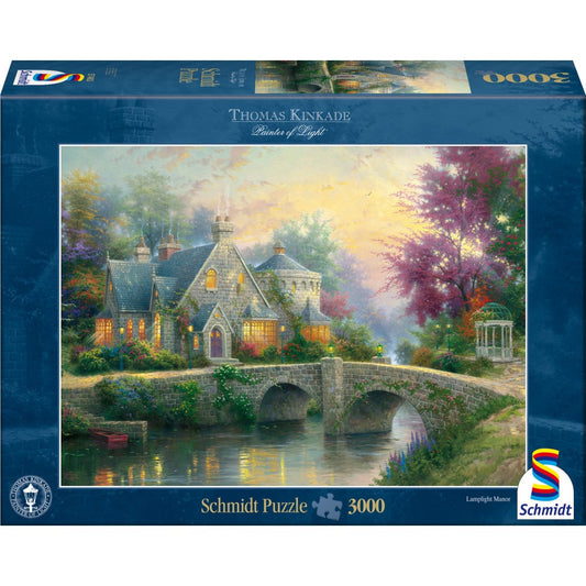 Imagine Puzzle Schmidt: Thomas Kinkade - Conac luminat cu lampi, 3000 piese