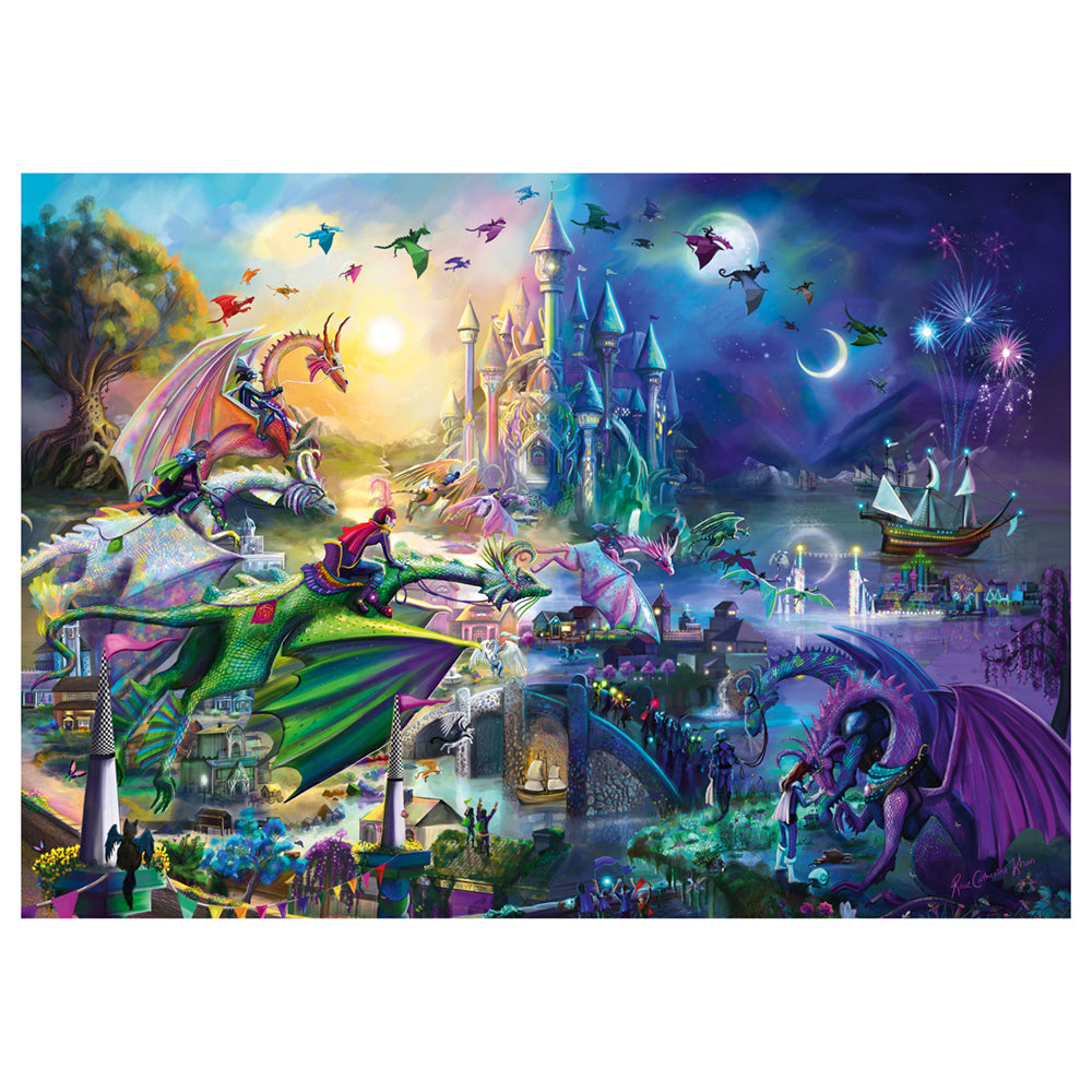 Imagine Puzzle Schmidt: Rose Cat Khan - Competitia nocturna a dragonilor, 1000 piese