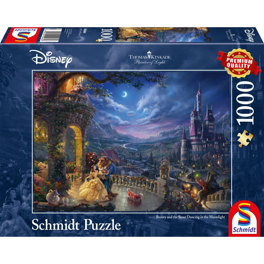 Imagine Puzzle Schmidt: Thomas Kinkade - Disney - Frumoasa si Bestia, dansand la lumina lunii, 1000 piese