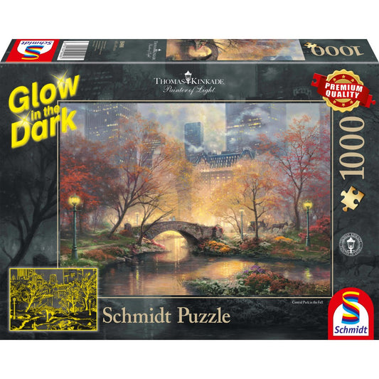 Imagine Puzzle Schmidt: Thomas Kinkade - Glow in the Dark - Toamna in Central Park, Fosforescent, 1000 piese