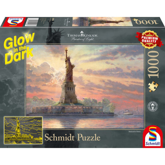 Imagine Puzzle Schmidt: Thomas Kinkade - Glow in the Dark - Statuia Libertatii, Fosforescent, 1000 piese