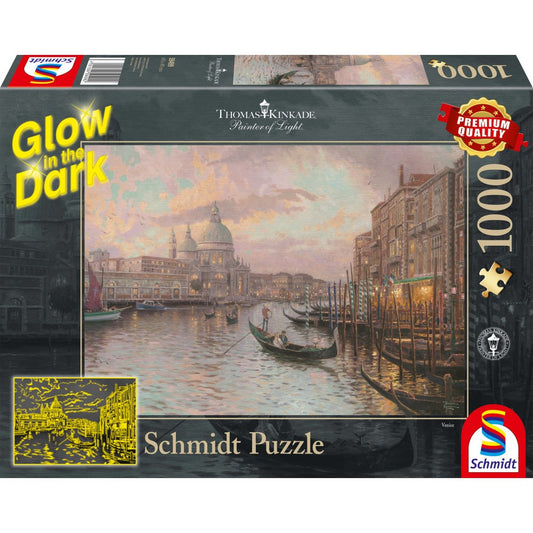 Imagine Puzzle Schmidt: Thomas Kinkade - Glow in the Dark - Pe strazile Venetiei, Fosforescent, 1000 piese