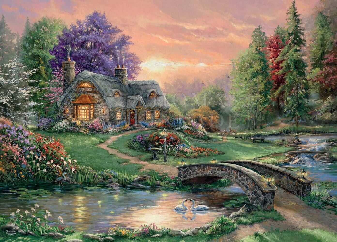 Imagine Puzzle Schmidt Thomas Kinkade - Retragerea iubitilor, 1000 piese