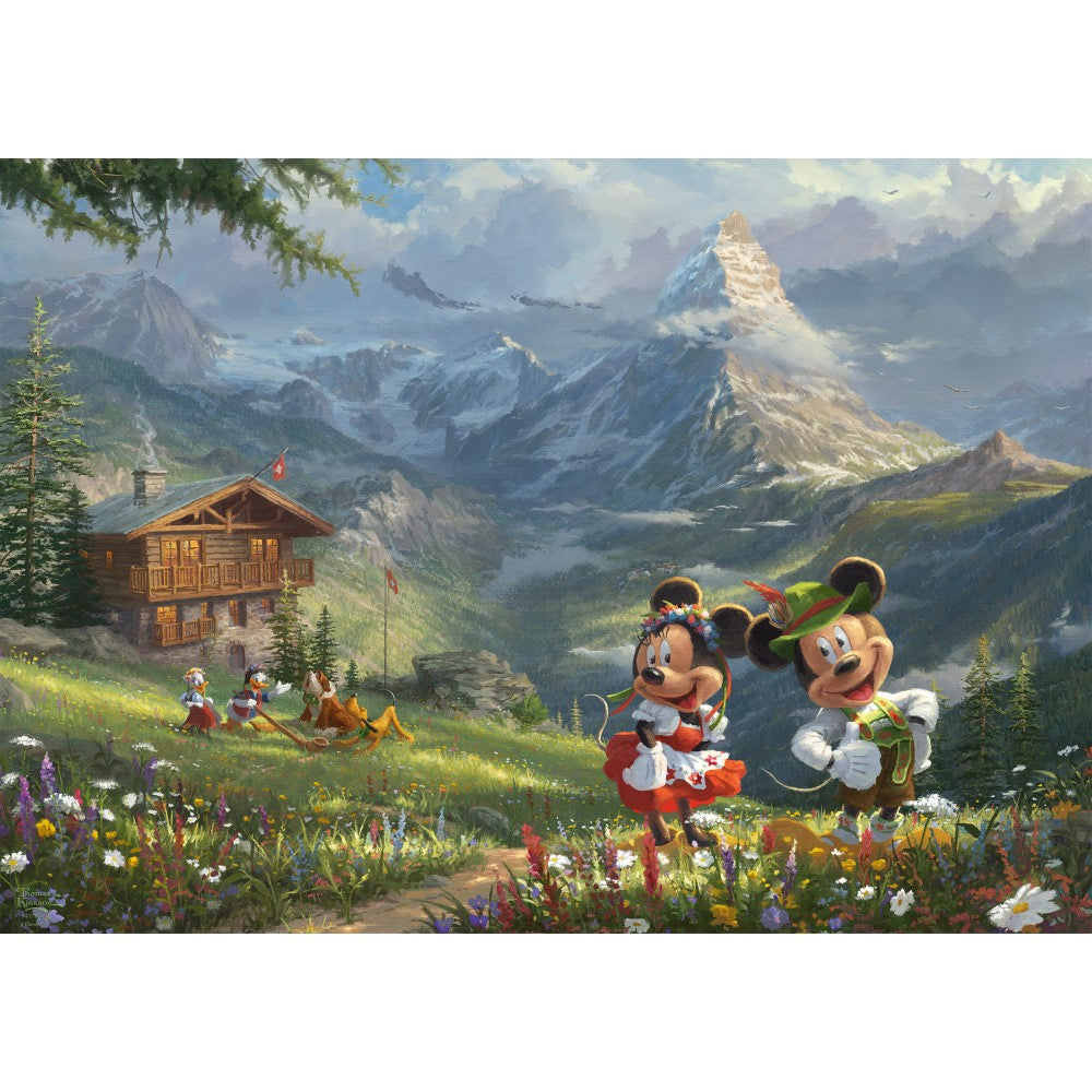 Imagine Puzzle Schmidt: Thomas Kinkade - Disney - Mickey si Minnie in Alpi, 1000 piese