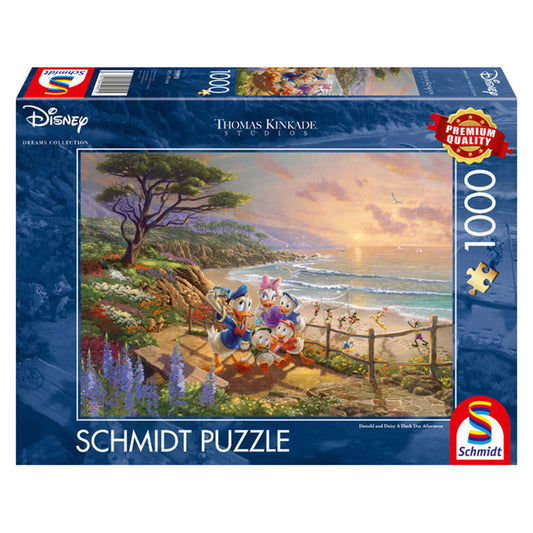 Imagine Puzzle Schmidt: Thomas Kinkade - Disney - Donald si Daisy pe plaja, 1000 piese