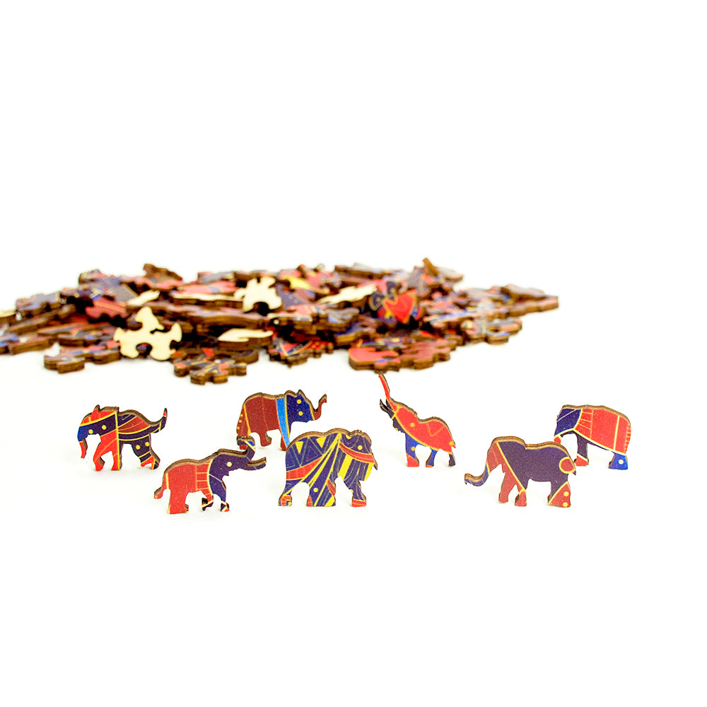 Imagine Puzzle din lemn multicolorat - Elefant, 120 piese