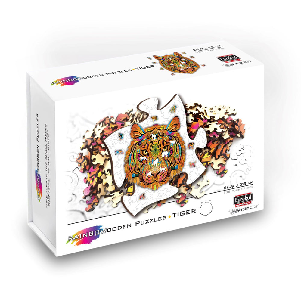 Imagine Puzzle din lemn multicolorat - Tigru, 138 piese