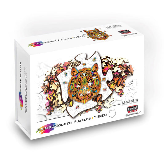 Imagine Puzzle din lemn multicolorat - Tigru, 138 piese