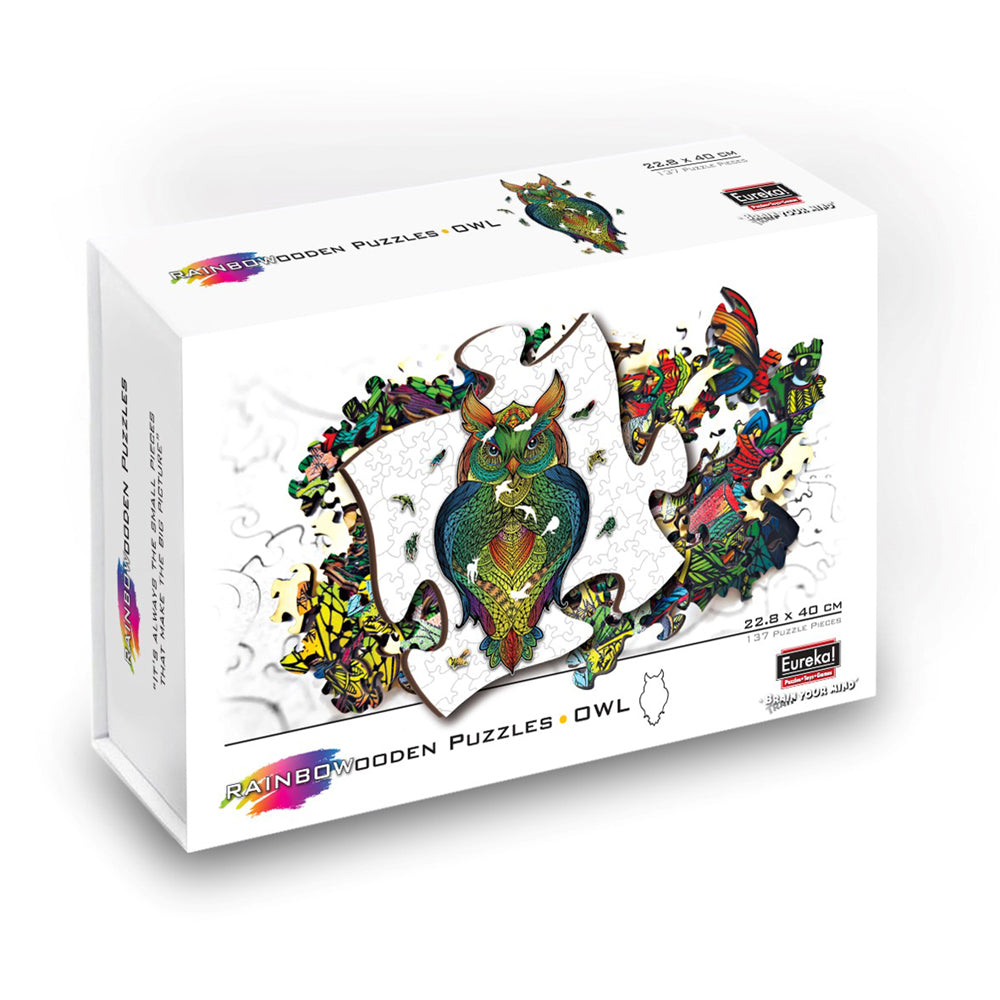 Imagine Puzzle din lemn multicolorat - Bufnita, 137 piese