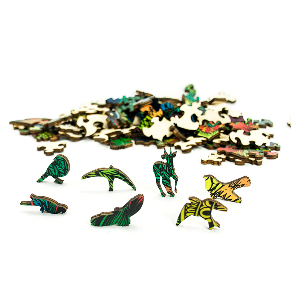Imagine Puzzle din lemn multicolorat - Bufnita, 137 piese
