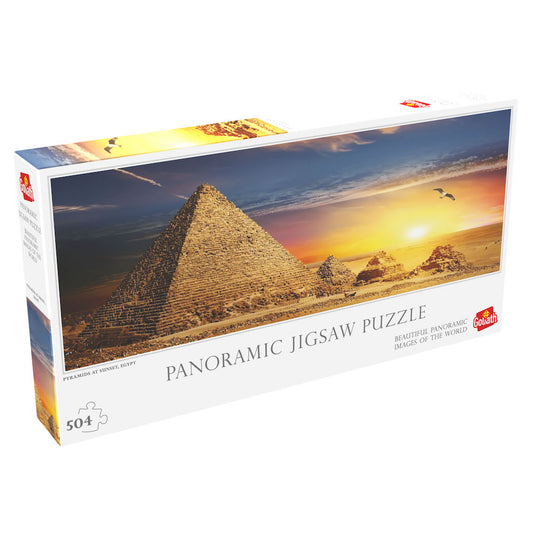 Imagine Puzzle Panoramic - Piramidele Egiptene la apus, 504 piese- Goliath