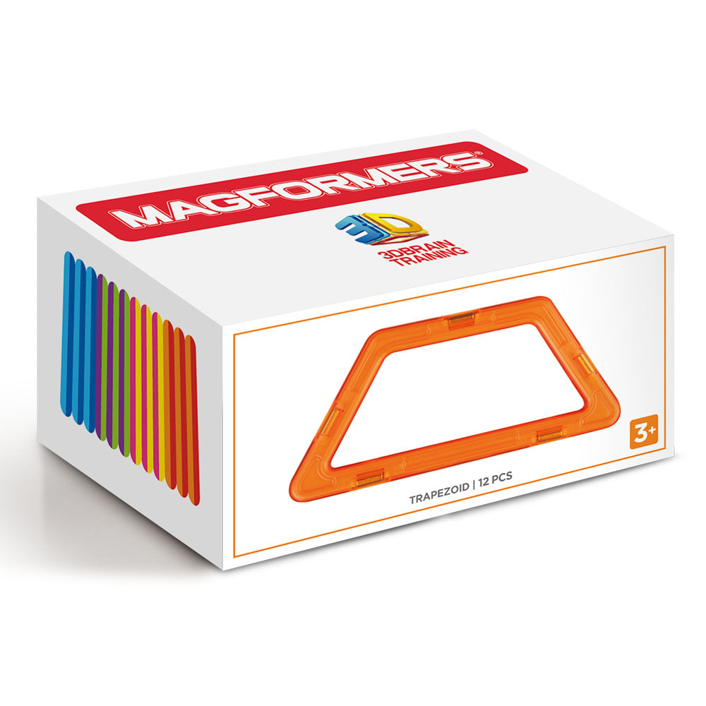 Joc magnetic de constructie Magformers Trapezoid Set - 12 piese in forma de trapez