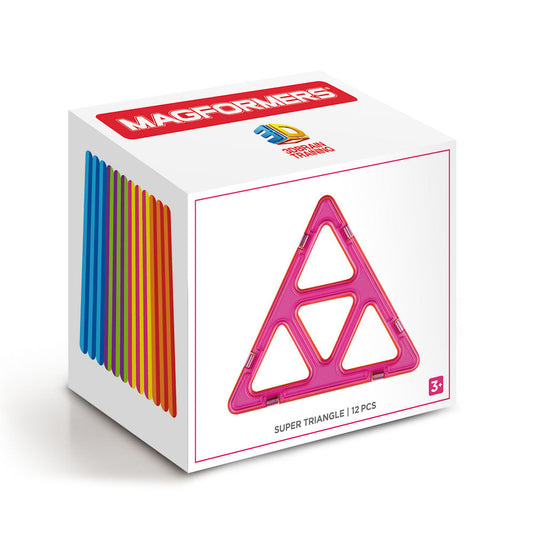 Joc magnetic de constructie Magformers Super Triangle Set - 12 piese in forma de triunghi