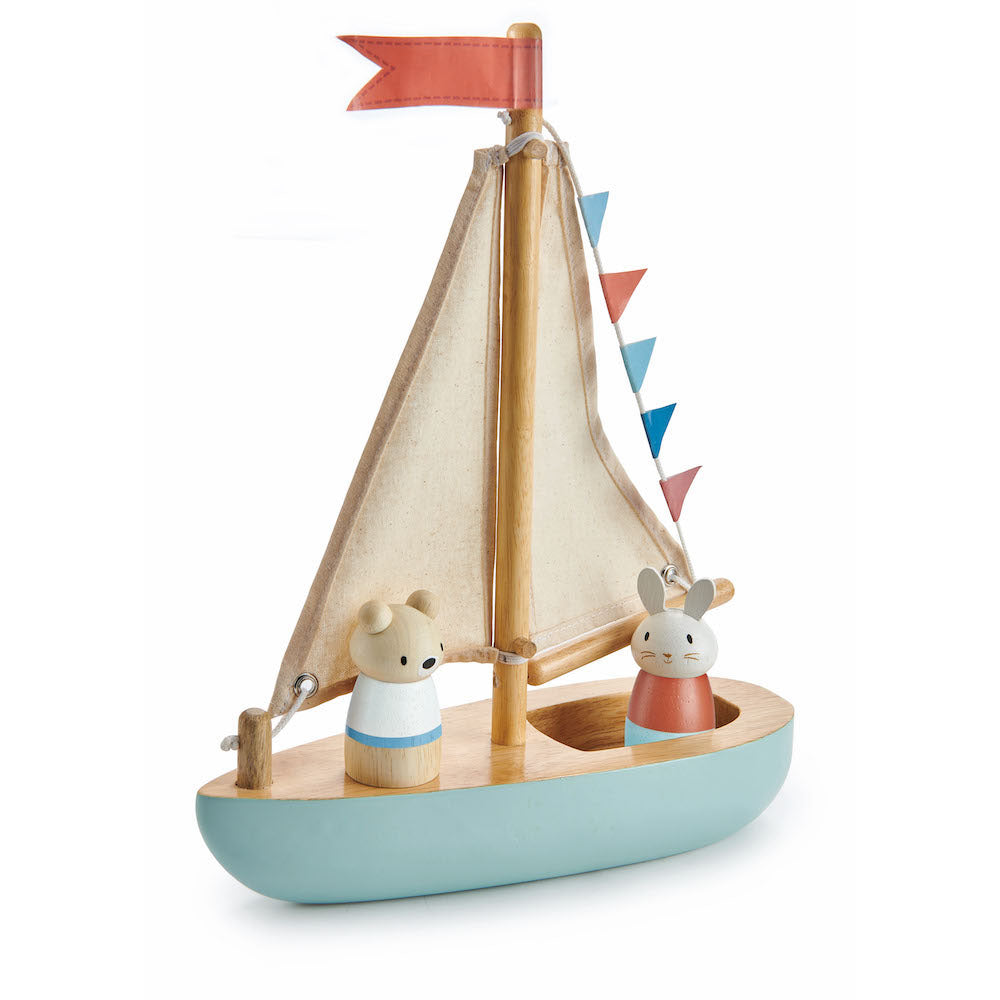 Imagine Barca lui Bubble si Squeak, din lemn premium - Sailaway Boat - TL8382