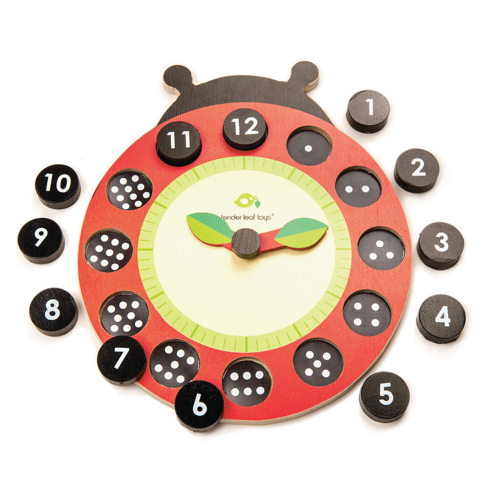 Imagine Ceas educativ Buburuza, din lemn premium - Ladybug Teaching Clock - TL8412