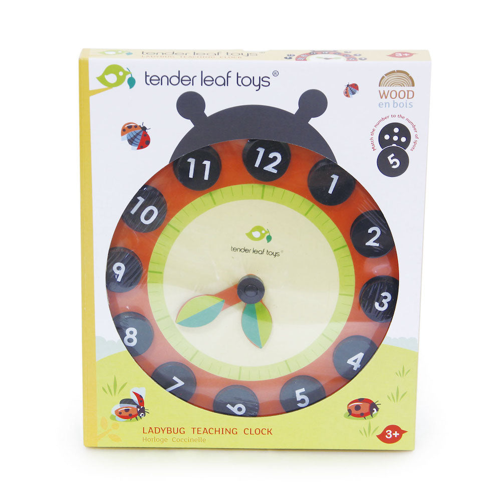 Imagine Ceas educativ Buburuza, din lemn premium - Ladybug Teaching Clock - TL8412