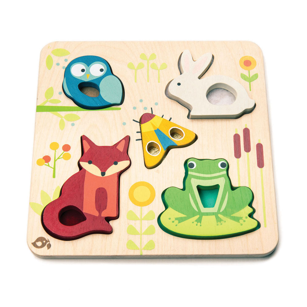 Imagine Puzzle educativ senzorial tactil Animalute din padure - Touchy Feely Animals - TL8417