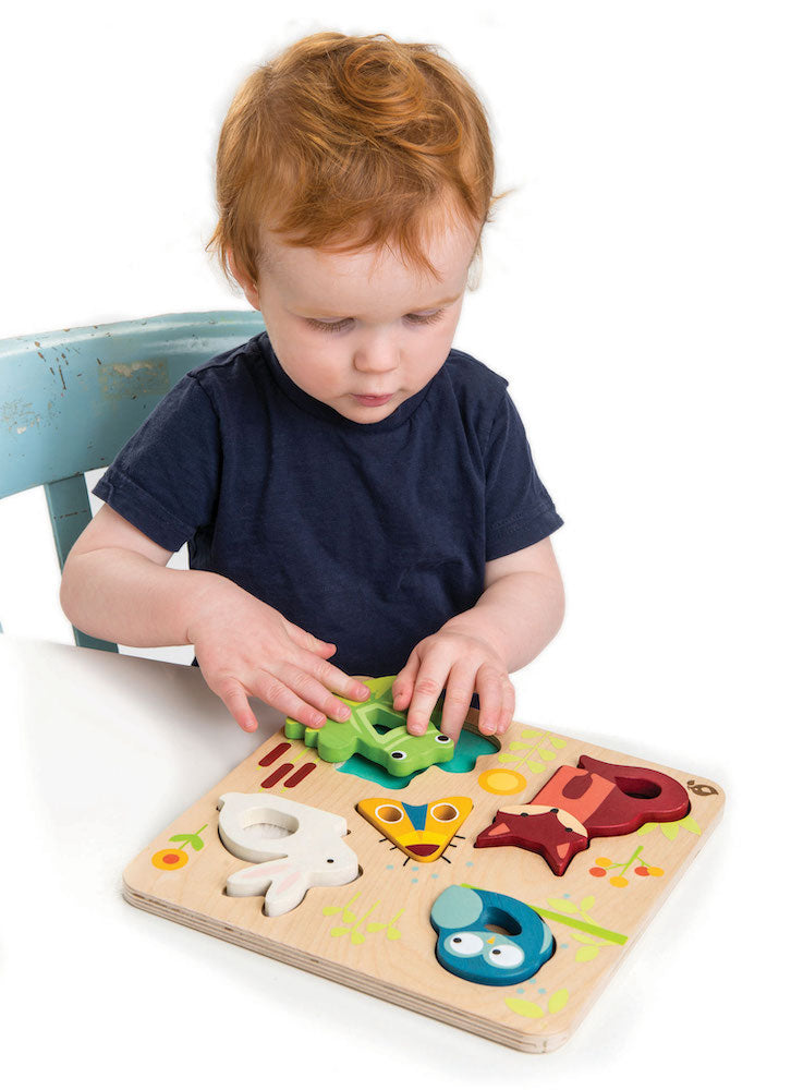 Imagine Puzzle educativ senzorial tactil Animalute din padure - Touchy Feely Animals - TL8417